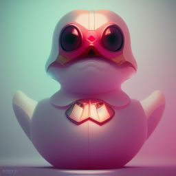 duck #152 | Photo of a blend of alien, rubber ducky and duckling as king with red reflections in eyes, cyberpunk cyborg, sci - fi, intricate abstract upper body intricate artwork, by tooth wu, wlop, beeple