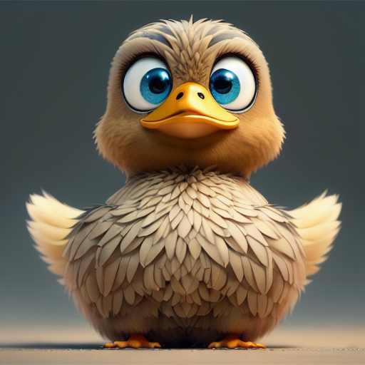 duck #700 | 3d fluffy a cute brown duck, strong colors, perfect beak, colorful, big eyes, tiny toy, animated movie character, soft smooth lighting , 3d fluffy, closeup cute and adorable