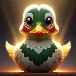 duck #976 | A awkward joyful rainbow blend of duck and bird dressed like a flight attendant, fantasy movie setting, lotr, shiny, Juhani Jokinen, Herge, professional majestic oil painting by Ed Blinkey