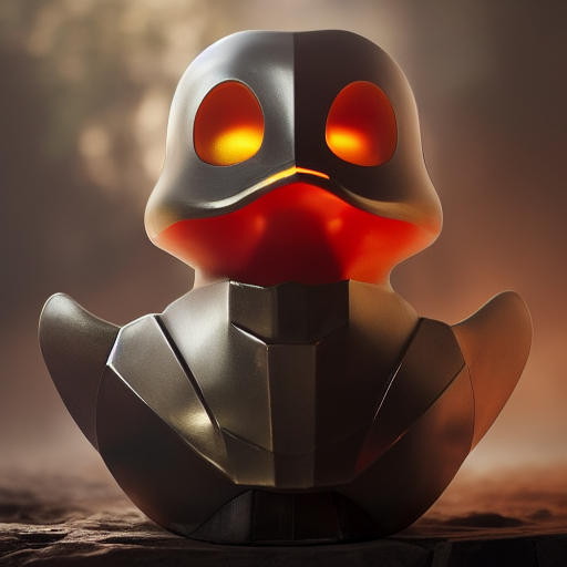 duck #381 | A ferocious blend of warrior and rubber duck, in armor, battle, angry, professional majestic oil painting,trending on ArtStation,trending on CGSociety,volumetric lighting