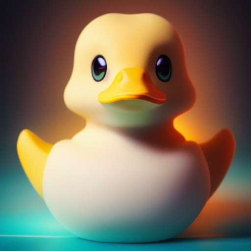 duck #495 | A cute blend of duckling and rubber duckie, cute toy, very cute, professional, majestic, 3d render, cgi, cosmic energy, colorful, painting burst, symmetrical face, dramatic lighting, tone mapped