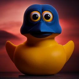 duck #402 | A angry looking blend of bird and rubber duck, large eyes, menacing look, professional majestic oil painting, 3d render, cgi