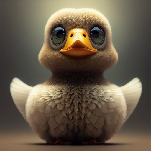 duck #728 | 3d fluffy a cute brown duck, strong colors, perfect beak, colorful, soft smooth lighting , 3d fluffy, closeup cute and adorable, cute big circular reflective eyes, long fuzzy fur, Pixar render