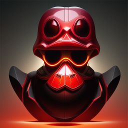 duck #28 | Photo of a blend of alien, rubber ducky and duckling as king with red reflections in eyes, cyberpunk cyborg, sci - fi, intricate abstract upper body intricate artwork, by tooth wu, wlop, beeple