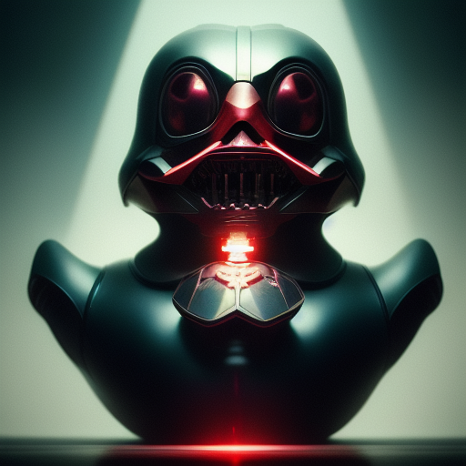 duck #58 | Photo of a blend of darth vader, rubber ducky and duckling as king with red reflections in eyes, professional majestic oil painting by Ed Blinkey,Atey Ghailan,Studio Ghibli,by Jeremy Mann