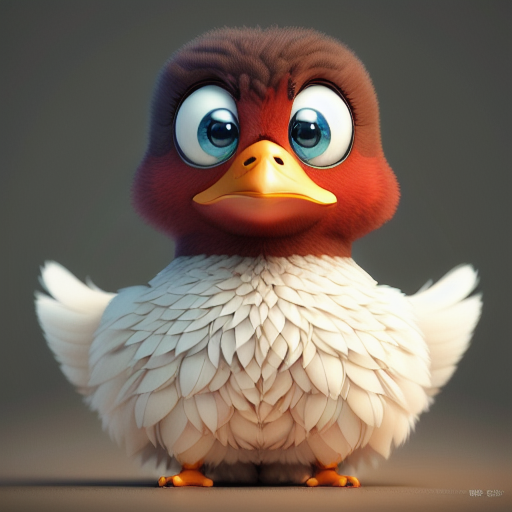 duck #726 | 3d fluffy a cute red duck, strong colors, perfect beak, colorful, big eyes, tiny toy, animated movie character, soft smooth lighting , 3d fluffy, closeup cute and adorable