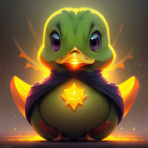 duck #811 | A muscular fearful green blend of duck and duckling dressed like a witch, horror movie style, fluffy, Aykut Aydogdu, Richard Williams, cosmic energy, colorful, painting burst, symmetrical face