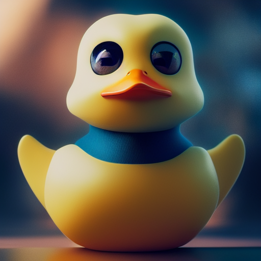 duck #447 | Cute little blend of duckling and duckie, toy, large eyes, very cute, professional, majestic, 3d render, cgi, cosmic energy, colorful, painting burst, beautiful face, symmetrical face