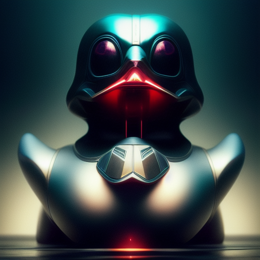 duck #70 | Photo of a blend of darth vader, rubber ducky and duckling as king with red reflections in eyes, professional majestic oil painting by Ed Blinkey,Atey Ghailan,Studio Ghibli,by Jeremy Mann