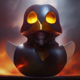 duck #380 | A ferocious blend of warrior and rubber duck, in armor, battle, angry, professional majestic oil painting,trending on ArtStation,trending on CGSociety,volumetric lighting