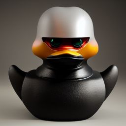 duck #415 | A angry looking blend of robocop and rubber duck, large eyes, menacing, professional majestic oil painting, 3d render, cgi