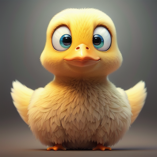 duck #702 | 3d fluffy a cute yellow duck, strong colors, perfect beak, colorful, big eyes, tiny toy, animated movie character, soft smooth lighting , 3d fluffy, closeup cute and adorable