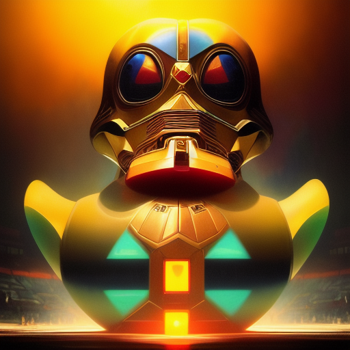 duck #266 | Photo of a blend of droid and rubber ducky, cosmic energy, colorful, painting burst, dramatic lighting, tone mapped, intricate, elegant, highly detailed, digital painting, artstation, concept art