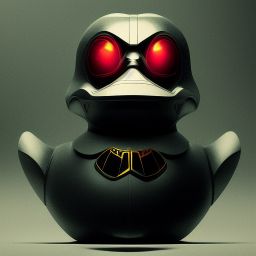 duck #163 | Photo of a blend of robot, rubber ducky and duckling as king with red reflections in eyes, cyberpunk cyborg, sci - fi, intricate abstract upper body intricate artwork, by tooth wu, wlop, beeple