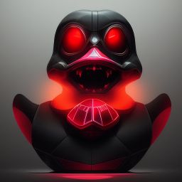 duck #19 | Photo of a blend of alien, rubber ducky and duckling as king with red reflections in eyes, cyberpunk cyborg, sci - fi, intricate abstract upper body intricate artwork, by tooth wu, wlop, beeple