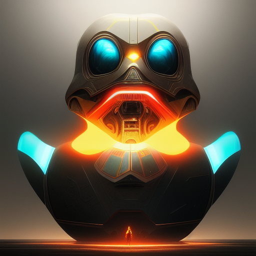 duck #210 | Photo of a blend of droid and rubber ducky, cosmic energy, colorful, painting burst, dramatic lighting, tone mapped, intricate, elegant, highly detailed, digital painting, artstation, concept art