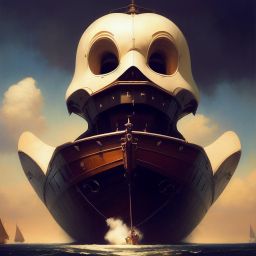 duck #359 | A pirate ship, professional majestic oil painting, professional majestic oil painting by Ed Blinkey,Atey Ghailan,Studio Ghibli,by Jeremy Mann,Greg Manchess,Antonio Moro,trending on ArtStation