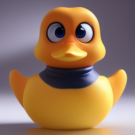 duck #436 | A sweet little blend of duckling and rubber duckie, large eyes, cute, professional majestic oil painting, 3d render, cgi