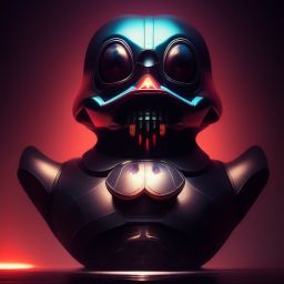 duck #56 | Photo of a blend of darth vader, rubber ducky and duckling as king with red reflections in eyes, professional majestic oil painting by Ed Blinkey,Atey Ghailan,Studio Ghibli,by Jeremy Mann