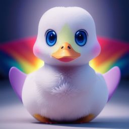 duck #650 | Photo of old anthropomorphic baby duck from a 3d animated movie, blender render, cinematic, pokemon style, big beautiful eyes, fictional character, colorful, color explosion, rainbow