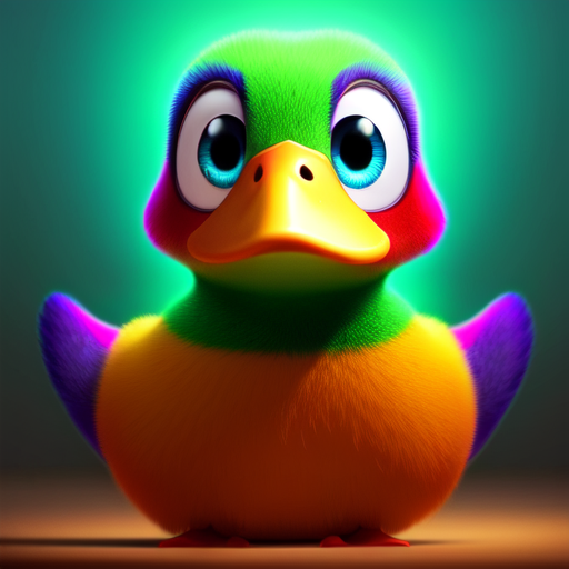 duck #694 | A cute multicolored blend of duck and duckling alien, strong colors, colorful, big eyes, tiny toy, animated movie character, soft smooth lighting, 3d fluffy, closeup cute and adorable