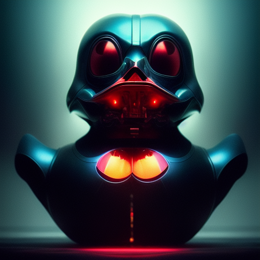 duck #61 | Photo of a blend of darth vader, rubber ducky and duckling as king with red reflections in eyes, professional majestic oil painting by Ed Blinkey,Atey Ghailan,Studio Ghibli,by Jeremy Mann