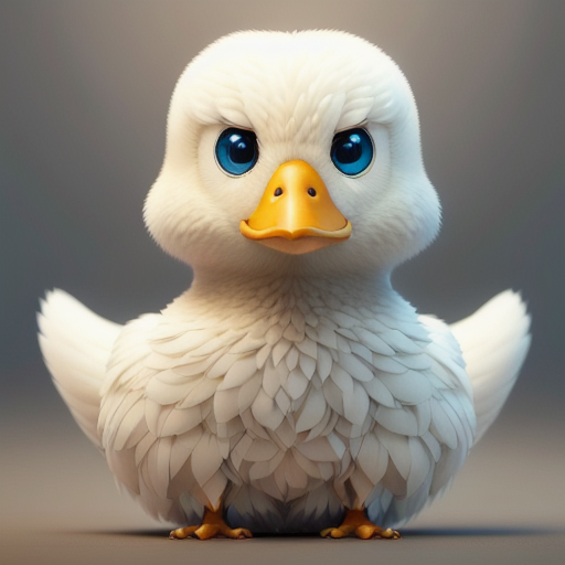 duck #704 | 3d fluffy a cute white duck, strong colors, perfect beak, colorful, big eyes, tiny toy, animated movie character, soft smooth lighting , 3d fluffy, closeup cute and adorable