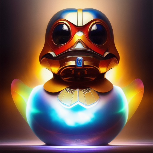 duck #282 | Photo of a blend of droid and rubber ducky, cosmic energy, colorful, painting burst, dramatic lighting, tone mapped, intricate, elegant, highly detailed, digital painting, artstation, concept art