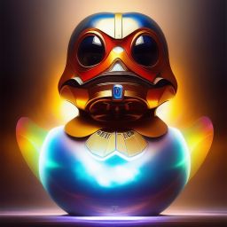 duck #283 | Photo of a blend of droid and rubber ducky, cosmic energy, colorful, painting burst, dramatic lighting, tone mapped, intricate, elegant, highly detailed, digital painting, artstation, concept art