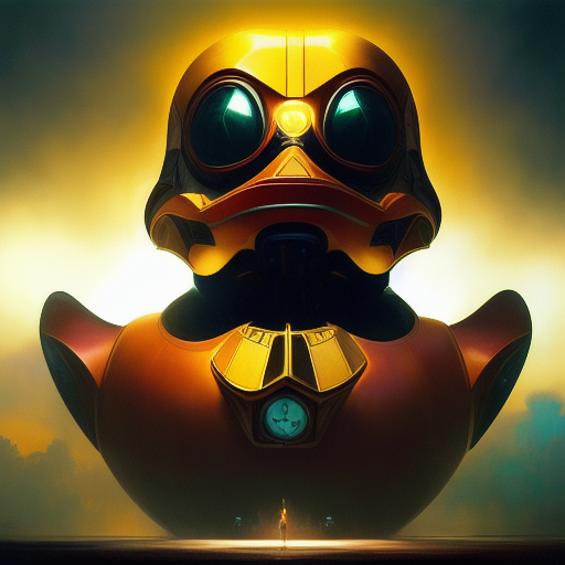 duck #280 | Photo of a blend of droid and rubber ducky, cosmic energy, colorful, painting burst, dramatic lighting, tone mapped, intricate, elegant, highly detailed, digital painting, artstation, concept art