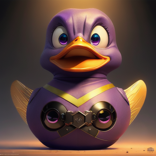 duck #969 | A goofy joyful purple blend of duck and fairy dressed like a terrorist, fantasy movie setting, lotr, feathery, Bastien Lecouffe Deharme, Tomer Hanuka, cyberpunk cyborg, sci - fi