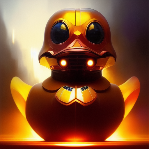 duck #269 | Photo of a blend of droid and rubber ducky, cosmic energy, colorful, painting burst, dramatic lighting, tone mapped, intricate, elegant, highly detailed, digital painting, artstation, concept art