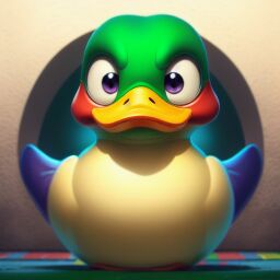 duck #793 | A goofy disgusted rainbow blend of duck and alien duck dressed like a janitor, fantasy movie setting, lotr, furry, Anna Dittmann, Charles Addams, ferocious head, angry eyes