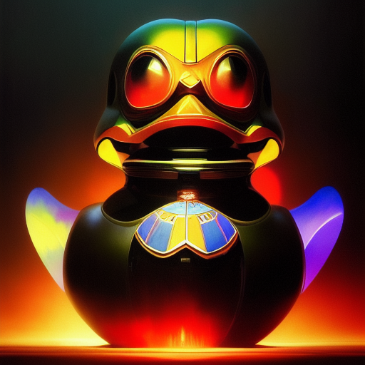 duck #252 | Photo of a blend of droid and rubber ducky, cosmic energy, colorful, painting burst, dramatic lighting, tone mapped, intricate, elegant, highly detailed, digital painting, artstation, concept art