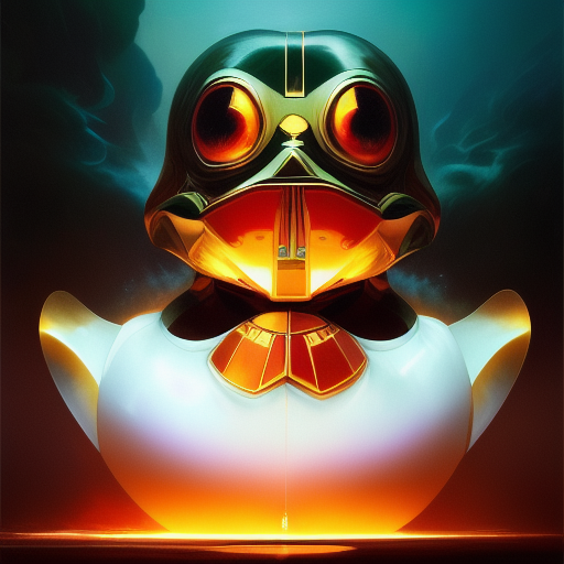 duck #268 | Photo of a blend of droid and rubber ducky, cosmic energy, colorful, painting burst, dramatic lighting, tone mapped, intricate, elegant, highly detailed, digital painting, artstation, concept art