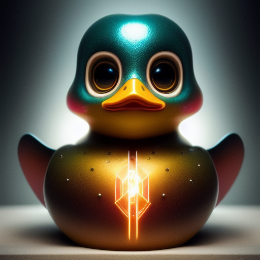 duck #456 | Cute little blend of cyborg, duckling and duckie, toy, very cute, professional, majestic, 3d render, cgi, cosmic energy, colorful, painting burst, beautiful face, symmetrical face, dramatic lighting