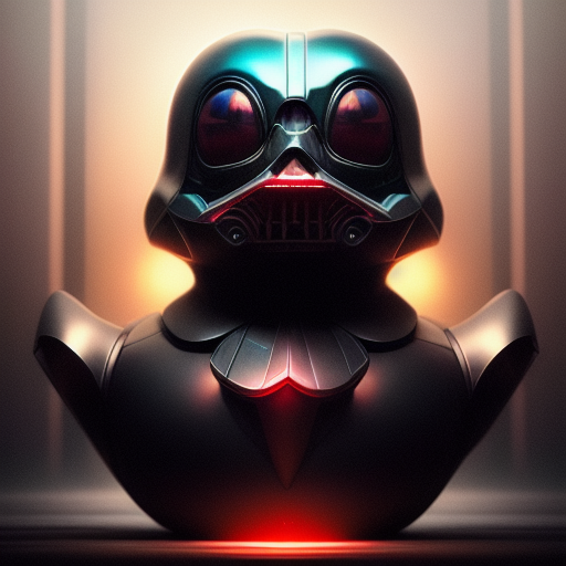 duck #63 | Photo of a blend of darth vader, rubber ducky and duckling as king with red reflections in eyes, professional majestic oil painting by Ed Blinkey,Atey Ghailan,Studio Ghibli,by Jeremy Mann