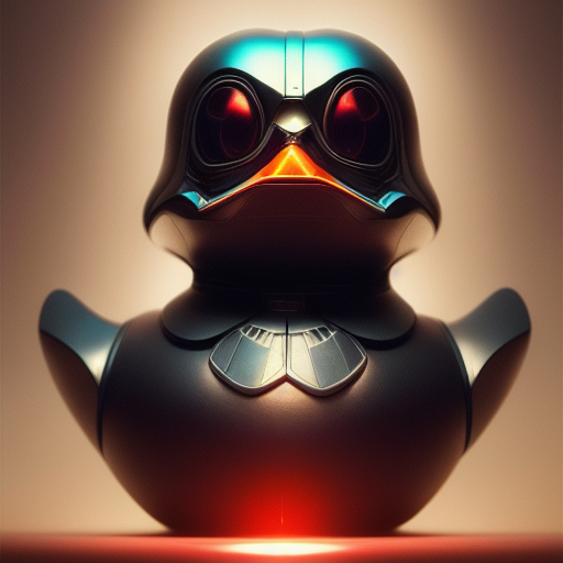 duck #49 | Photo of a blend of darth vader, rubber ducky and duckling as king with red reflections in eyes, professional majestic oil painting by Ed Blinkey,Atey Ghailan,Studio Ghibli,by Jeremy Mann