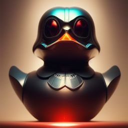 duck #50 | Photo of a blend of darth vader, rubber ducky and duckling as king with red reflections in eyes, professional majestic oil painting by Ed Blinkey,Atey Ghailan,Studio Ghibli,by Jeremy Mann