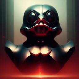 duck #63 | Photo of a blend of darth vader, rubber ducky and duckling as king with red reflections in eyes, professional majestic oil painting by Ed Blinkey,Atey Ghailan,Studio Ghibli,by Jeremy Mann