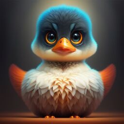 duck #684 | 3d fluffy a cute red duck, strong colors, perfect beak, colorful, soft smooth lighting , 3d fluffy, closeup cute and adorable, cute big circular reflective eyes, long fuzzy fur, Pixar render