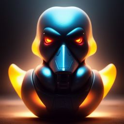 duck #492 | A picture of a blend of terminator and rubber duckie with a beak, rubber toy, plastic toy, very cute, professional, majestic, 3d render, cgi, cosmic energy, colorful, painting burst, symmetrical face