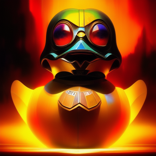 duck #273 | Photo of a blend of droid and rubber ducky, cosmic energy, colorful, painting burst, dramatic lighting, tone mapped, intricate, elegant, highly detailed, digital painting, artstation, concept art