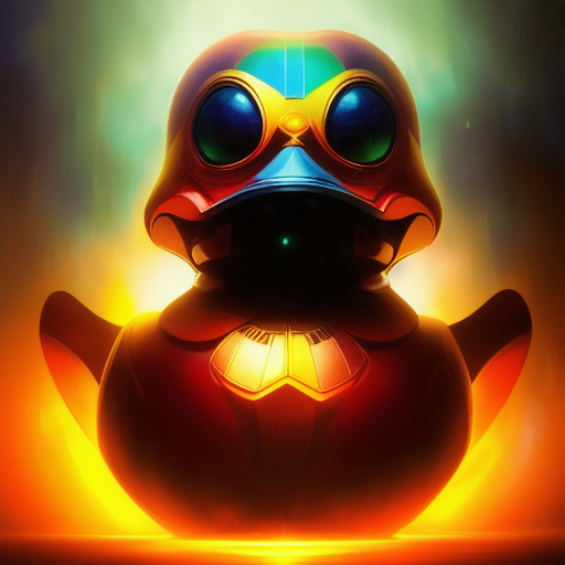 duck #275 | Photo of a blend of droid and rubber ducky, cosmic energy, colorful, painting burst, dramatic lighting, tone mapped, intricate, elegant, highly detailed, digital painting, artstation, concept art