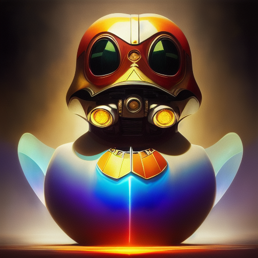 duck #278 | Photo of a blend of droid and rubber ducky, cosmic energy, colorful, painting burst, dramatic lighting, tone mapped, intricate, elegant, highly detailed, digital painting, artstation, concept art