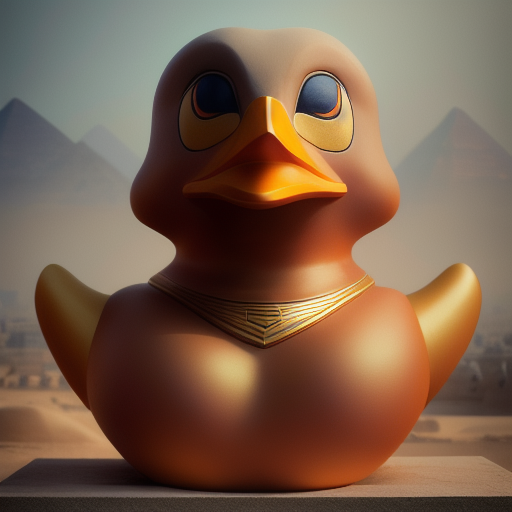 duck #515 | Enourmous statue of blend of egyptian duck sphinx and rubber ducky, egyptian god, professional, majestic, trending on CGSociety, volumetric lighting, masterpiece, intricate, elegant, highly detailed