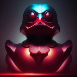 duck #44 | Photo of a blend of darth vader, rubber ducky and duckling as king with red reflections in eyes, professional majestic oil painting by Ed Blinkey,Atey Ghailan,Studio Ghibli,by Jeremy Mann