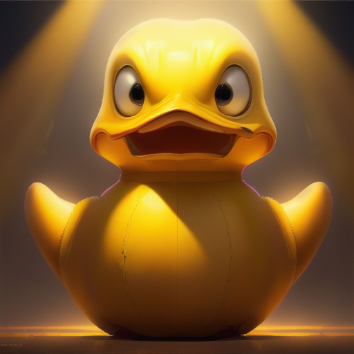 duck #856 | A open happy yellow blend of duck and alien dressed like a farmer, fantasy movie setting, lotr, glossy, Charles Csuri, Richard Williams, professional majestic oil painting by Ed Blinkey