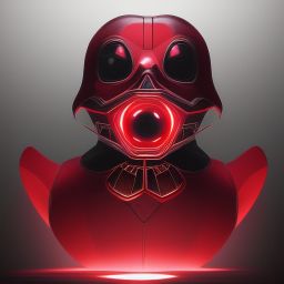 duck #17 | Photo of a blend of alien, rubber ducky and duckling as king with red reflections in eyes, cyberpunk cyborg, sci - fi, intricate abstract upper body intricate artwork, by tooth wu, wlop, beeple