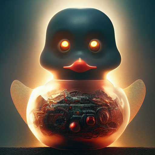 duck #455 | Cute little blend of cyborg, duckling and duckie, toy, large eyes, very cute, professional, majestic, 3d render, cgi, cosmic energy, colorful, painting burst, beautiful face, symmetrical face